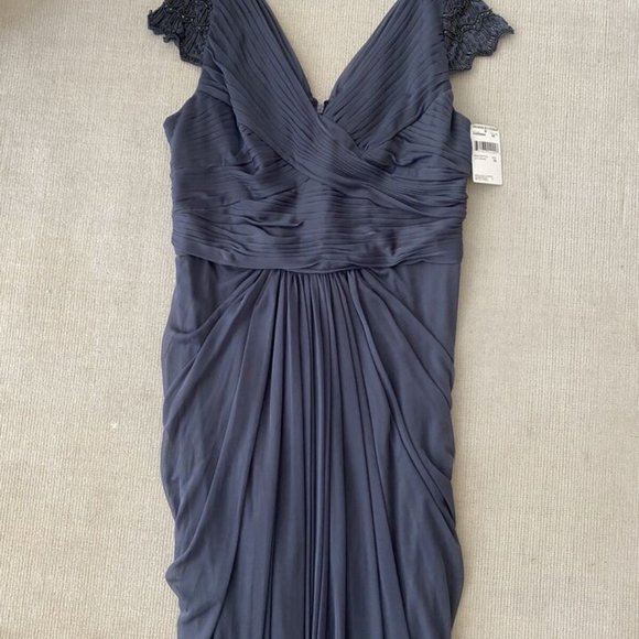 Adrianna Papell Beaded Embellished Formal Evening Wedding Dress Gray NWT Size 12 - Picture 8 of 8